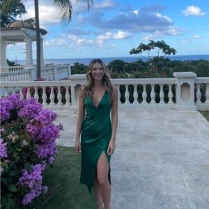 Elegant Green Satin Dress